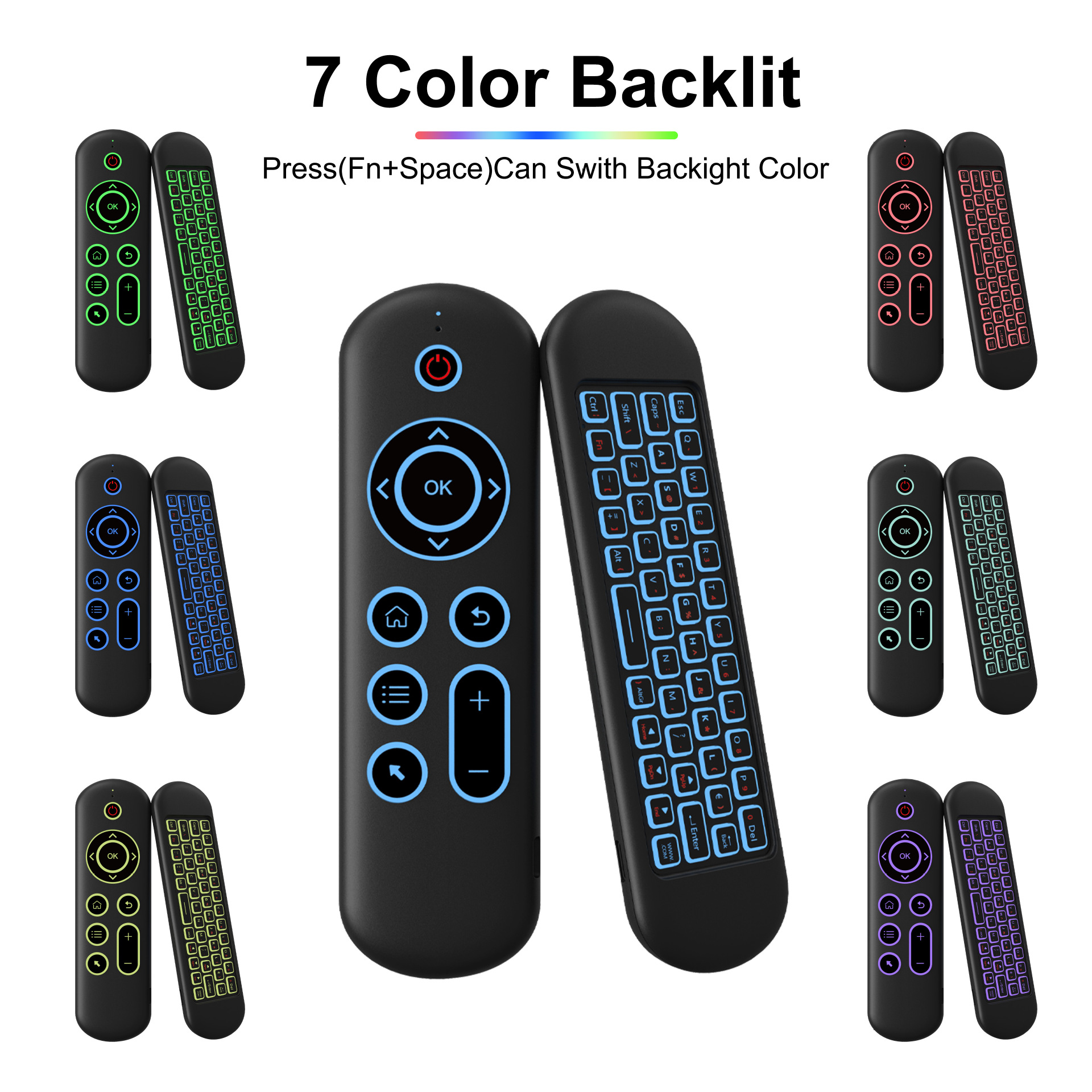 M5 Color LiGht Smart Set-top Box Projector Computer Tv Remote Control 2.4G + Bluetooth Dual-mode Voice Wireless FlyinG Mouse