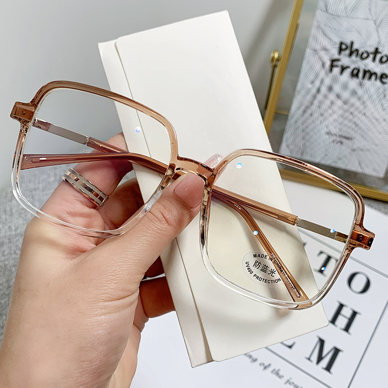 New Frosted Coffee Frame Tr90 Anti-Blue Light Glasses Xiaohongshu Same Style Plain Myopia Flat Glasses 30051