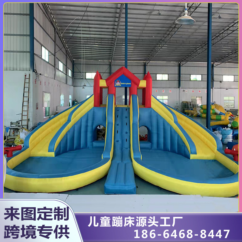 New export Trampoline children's inflatable castle water slide combination household Oxford cloth small trampoline naughty Castle manufacturer