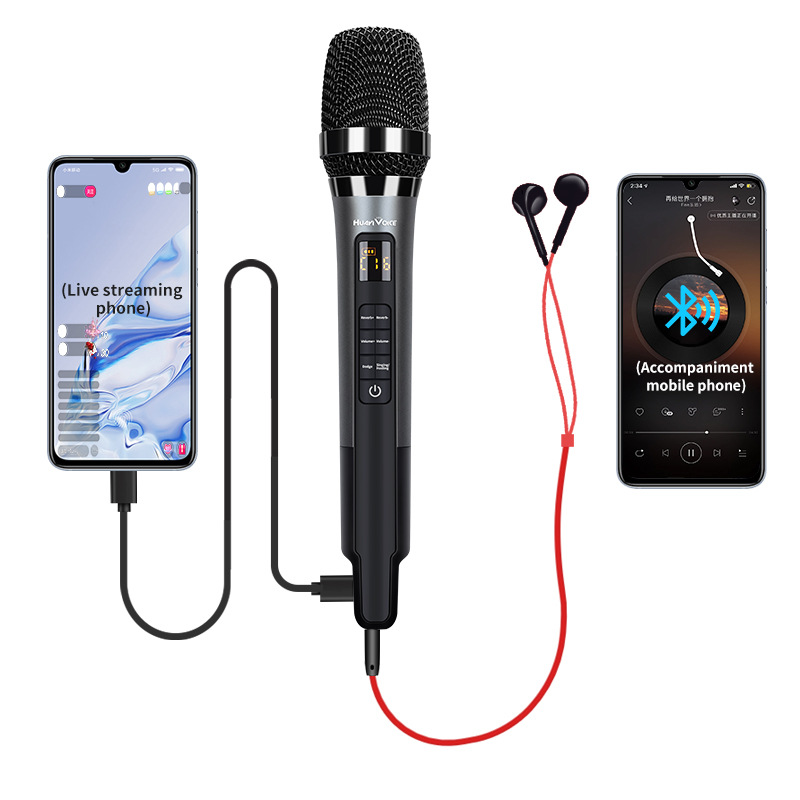 Huayi Voice Factory H20 Sound Card Mic H20 Sound Card Microphone Built-In Sound Card for Singing and Live Streaming