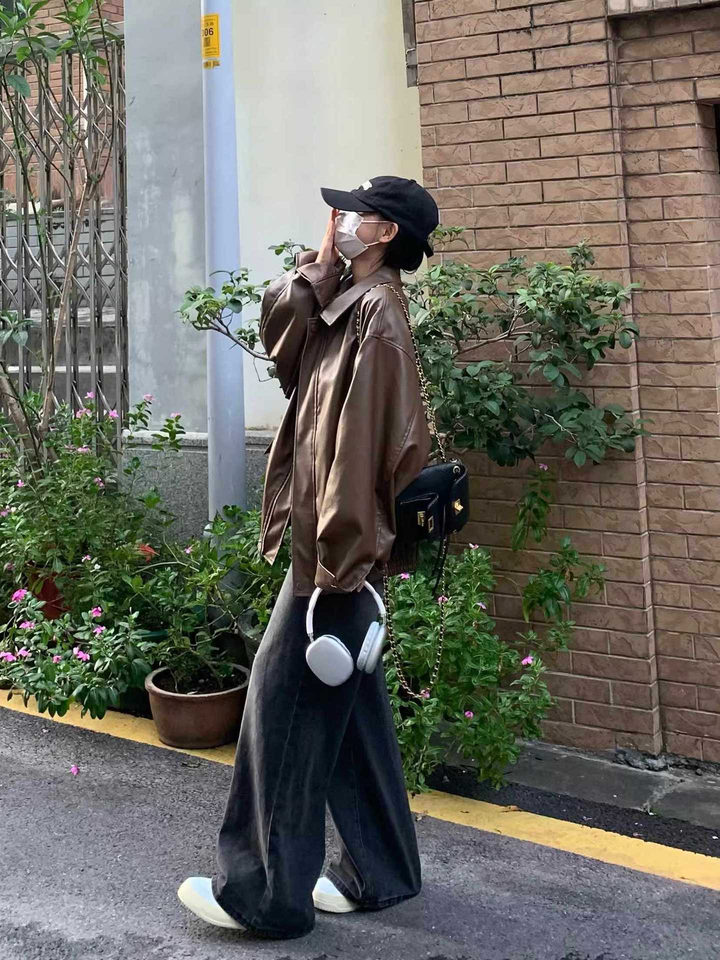 Hong Kong-style Korean-style Retro Loose Motorcycle Leather Jacket Women's 2024 New American-style All-match Top Jacket