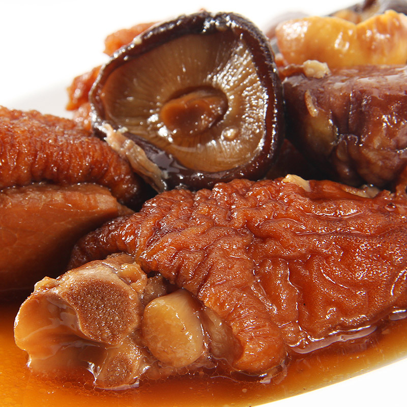 Gulong mushroom pig leg canned instant braised pork feet cooked sauce elbow instant food wholesale 397g