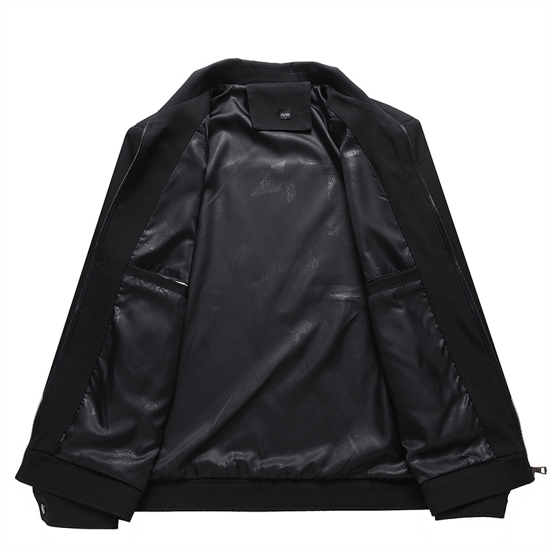 9821 Middle-Aged Dad's Autum Thin Outwear Lapel Middle-Aged and Elderly Cadres Jacket Men's Winter Fleece-Lined