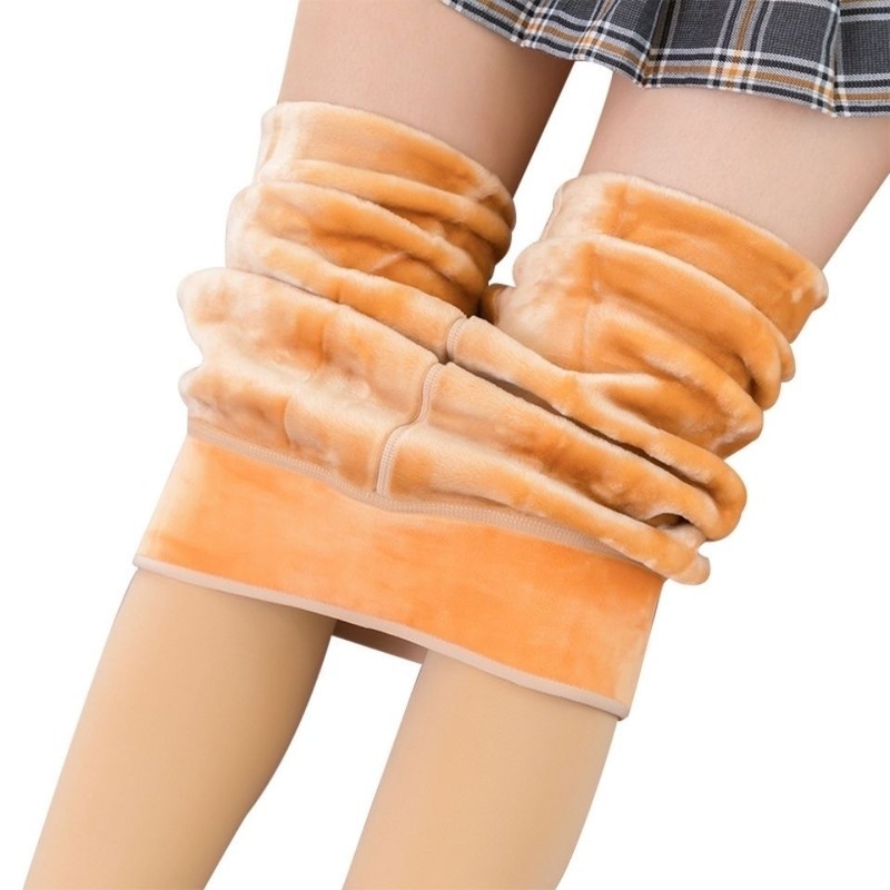 Autumn and winter wear fleece-lined thick imitation nylon leggings one-piece pants light leg artifact high waist skin color women's pantyhose