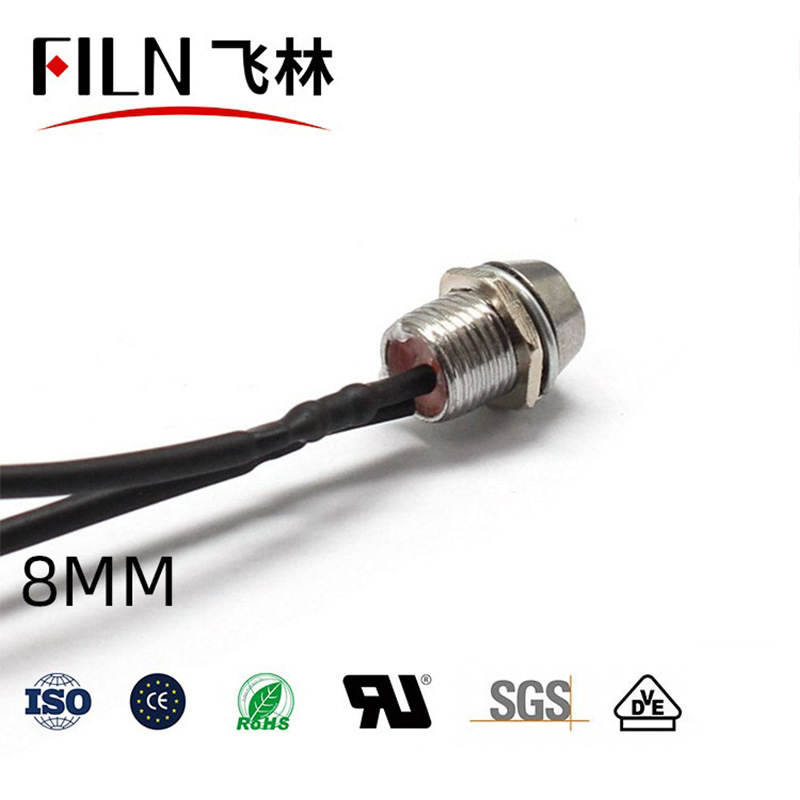 8mm Normcore Version Concave Head Indicator Light 12V220V Wired Signal Light Led Waterproof Manufacturer (Fl1M-8Cw-3)