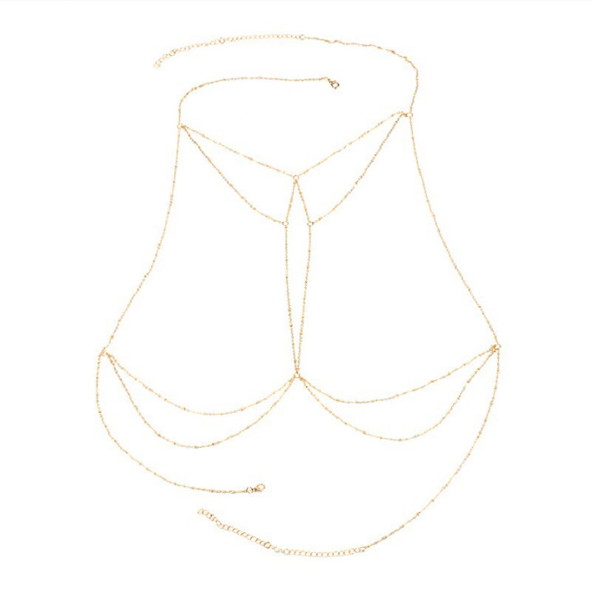 European and American Cross-border Sexy Body Chain Women's Full Body Bikini Chest Chain Beach Chain Multi-layer Tassel Copper Bead Chain