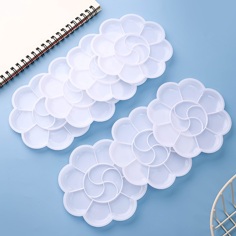 Wholesale color palette plastic plum disc art painting pigment acrylic watercolor palette base color palette