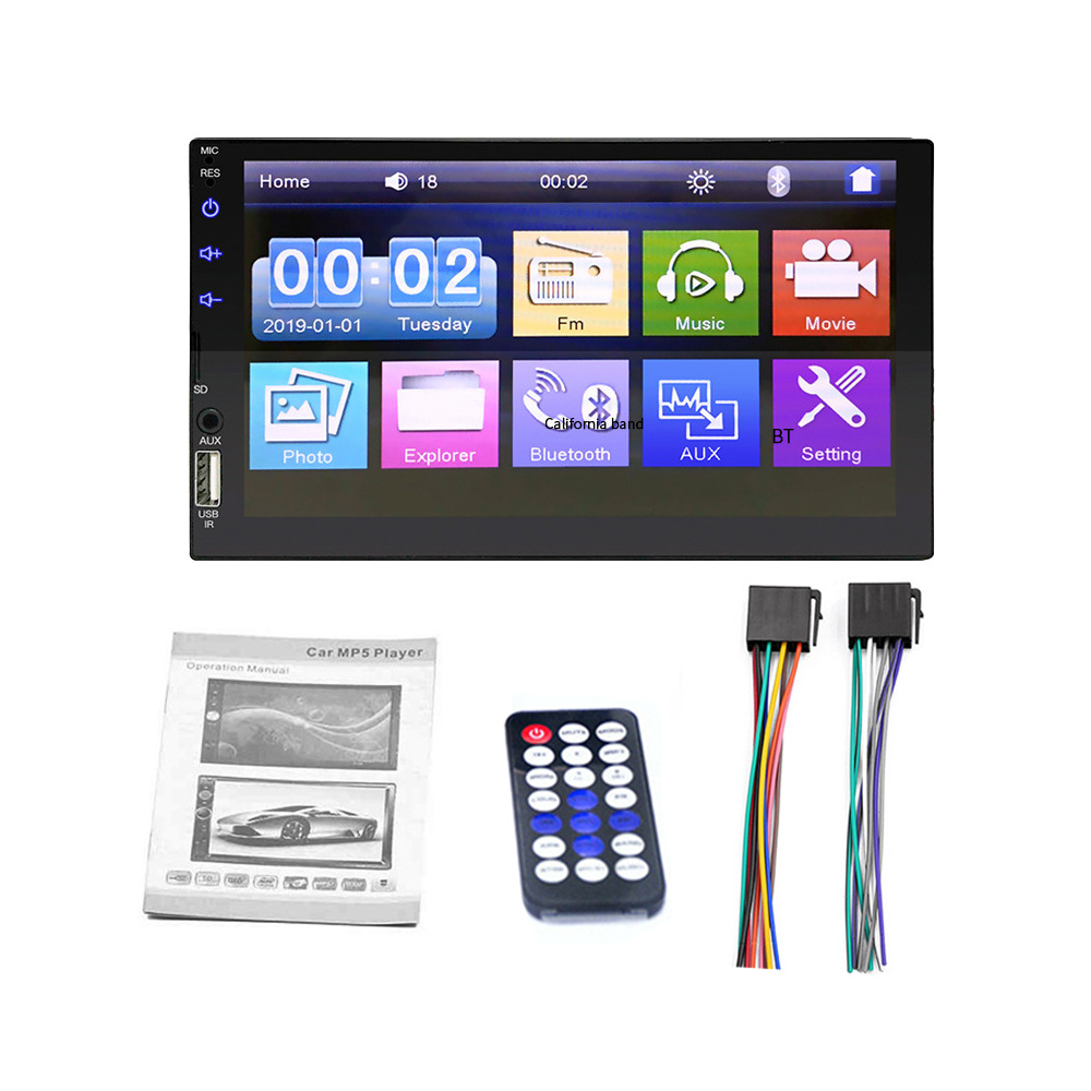 Cross-border Carpaly car mp5 Bluetooth player 7 inch USB reversing Image steering wheel control mobile phone interconnection