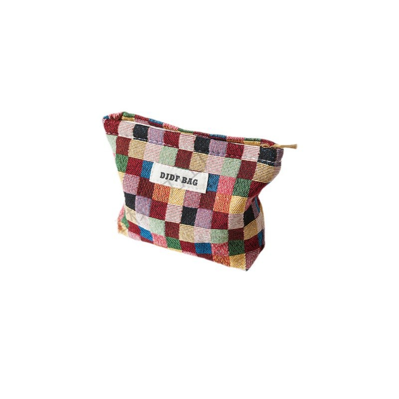 2024 New Small Travel Cosmetic Bag for Women, Menstrual Pad Storage Bag, Lipstick Inner Bag, Portable Toiletry Bag, Plaid