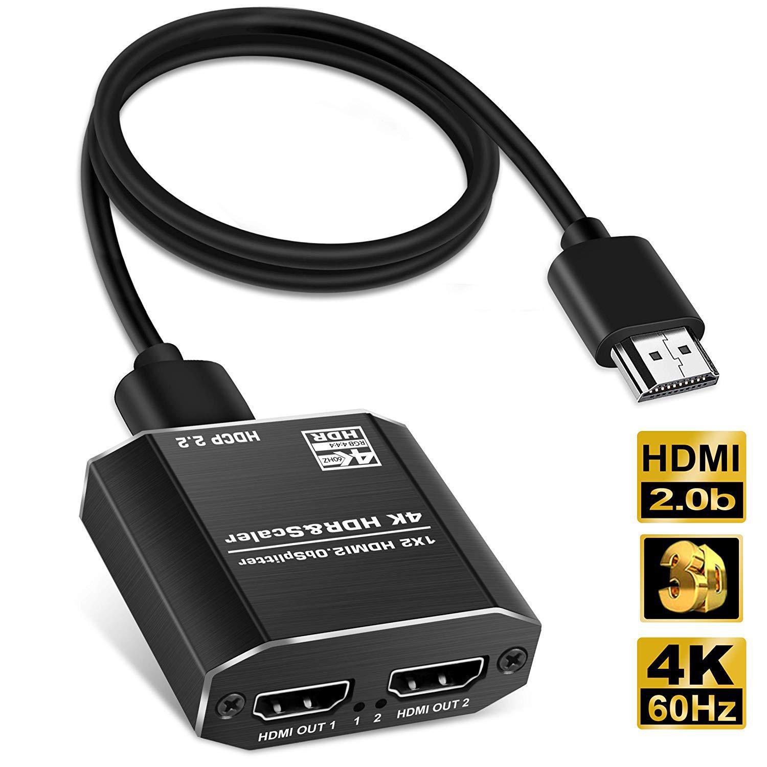 HDMI2.0 distributor 1 minute 2 1 in 2 out support Scaler4K60HZ with cracking HDCP2.34KHDR