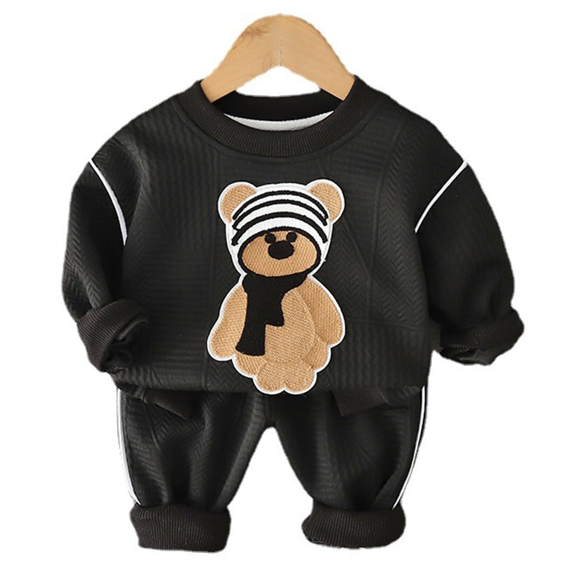 2025 New Kidsren's Suit Baby Air Cotton Spring & Fall Cartoon Long-Sleeved Sweatshirt Korean Style Casual Suit