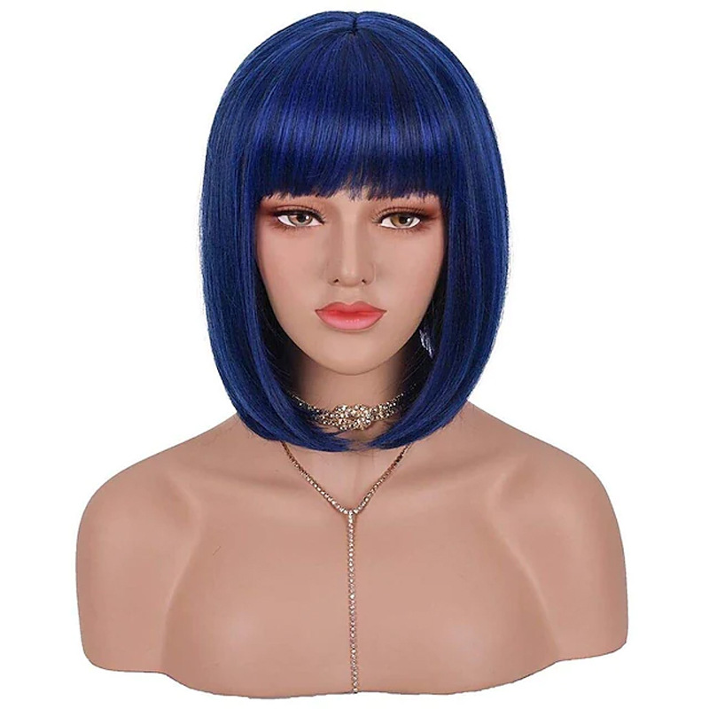 European and American wigs with bangs and bobo head student wigs short hair BOB head color anime Halloween wig set