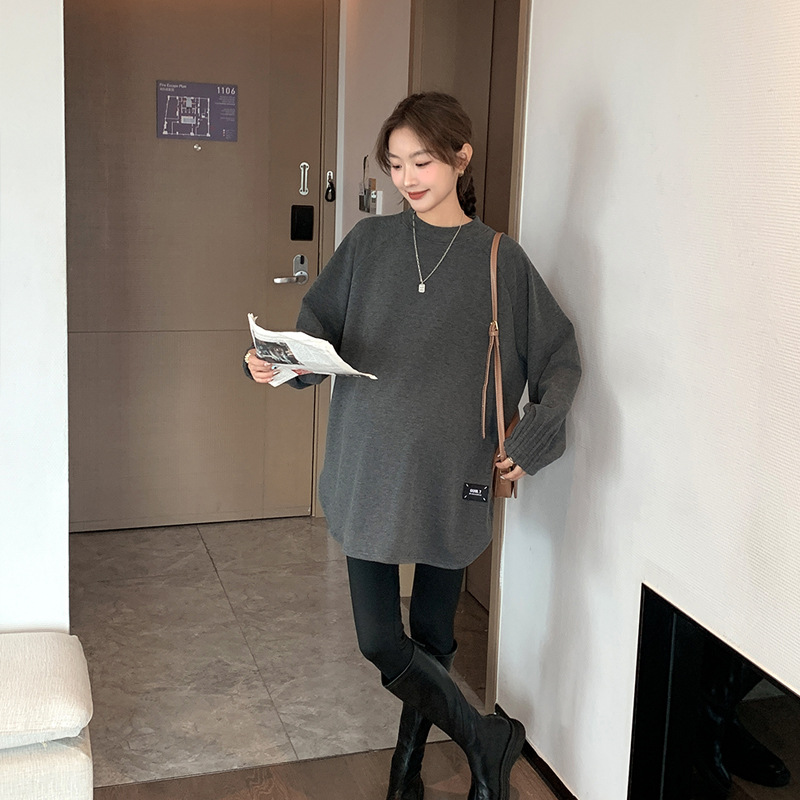 Новая корейская одежда для беременных, модная, с подкладкой из флиса, толстовка, утолщенная