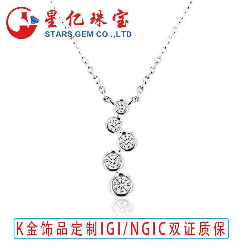 Кулон с выращенным бриллиантом, 18K белое золото, роскошное ожерелье, женский кулон с лабораторно выращенным бриллиантом