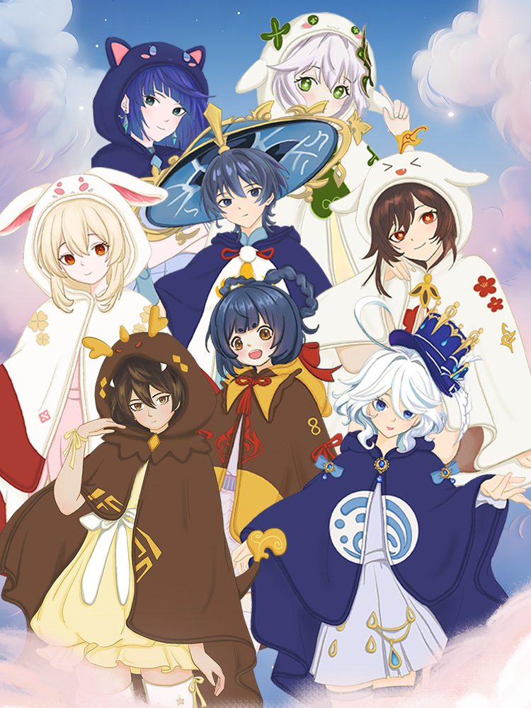 Двумерный сопутствующий Genshin Impact аниме мультфильм косплей одежда верхняя одежда плащ плечевой плащ плюшевая кондиционерная одеяло осень