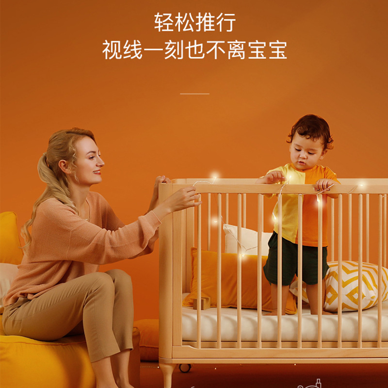 Custom Solid Wood Crib Solid Wood Baby Baby Splicing Bed Splicing Big Bed Newborn Children's Bed Multifunctional BB Bed