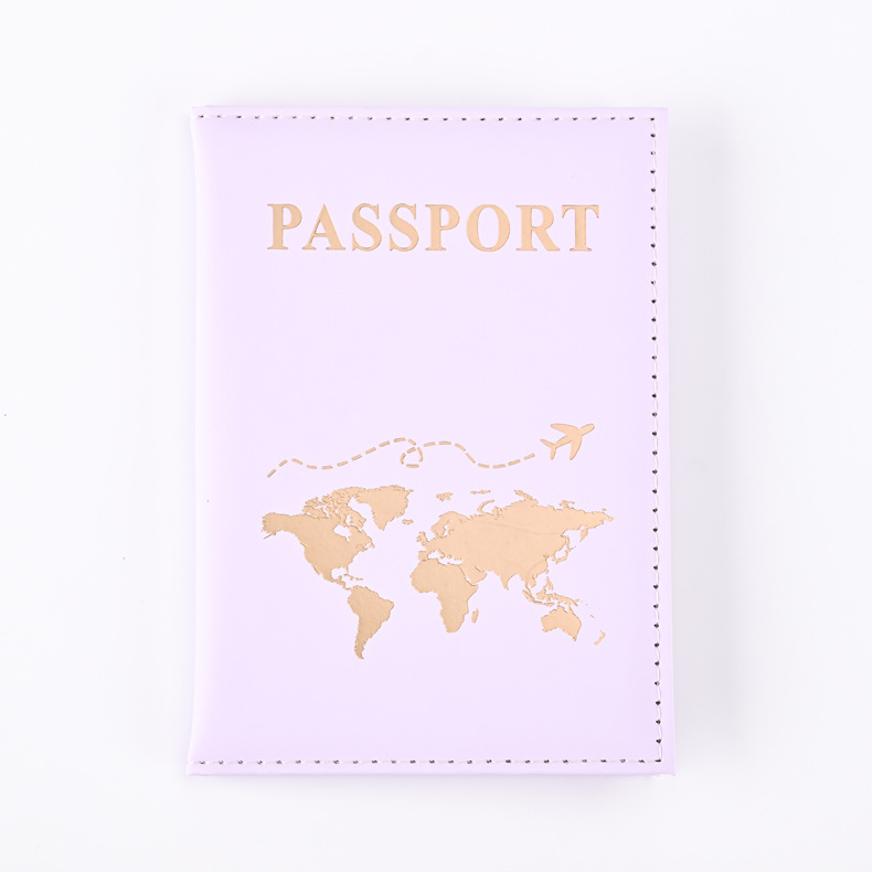New Bronzing PU Leather World Map Passport Holder Cross-border Travel Passport Protective Cover Card Case