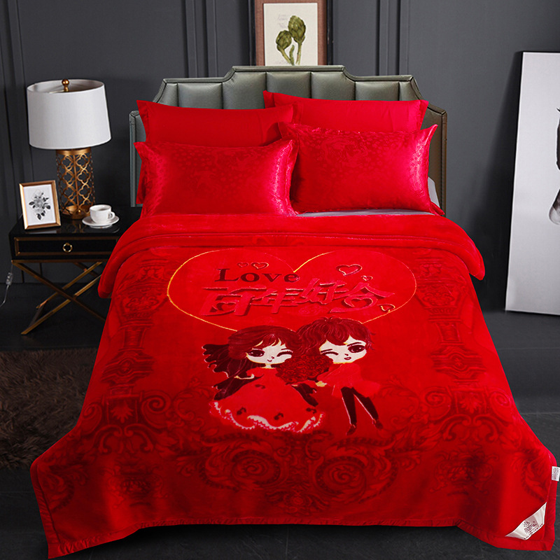 Свадебный плед, красный свадебный плед, утолщенный