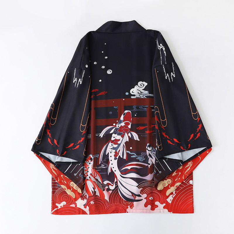 2021 Amazon new carp digital printing Japanese Harajuku kimono robe cloak pajamas cardigan