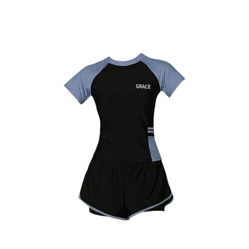 Popular Hot Spring Swimsuit Women's Split Two-Piece Set Plus Size Fat mm Slimming Look Conservative Professional Swimming Training Swimsuit