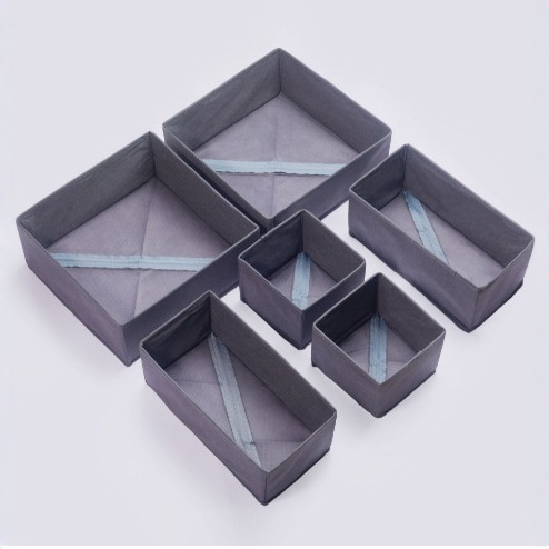 Коробка для хранения нижнего белья с ящиками, складная коробка для носок и бюстгальтеров, набор из шести штук