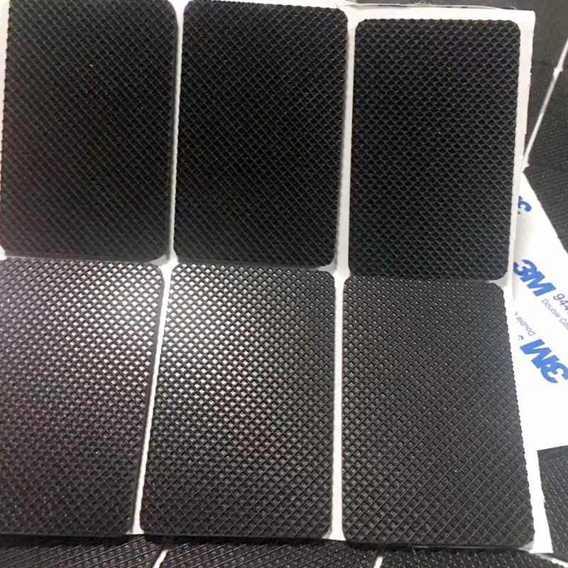 Die-Cut Mesh Silicone Rubber Mat Special-Shaped Plaid Anti-Slip Shock-Absorbing Rubber Mat Double-Sided Self-Adhesive Foot Mat Round Non-Slip Foot Mat