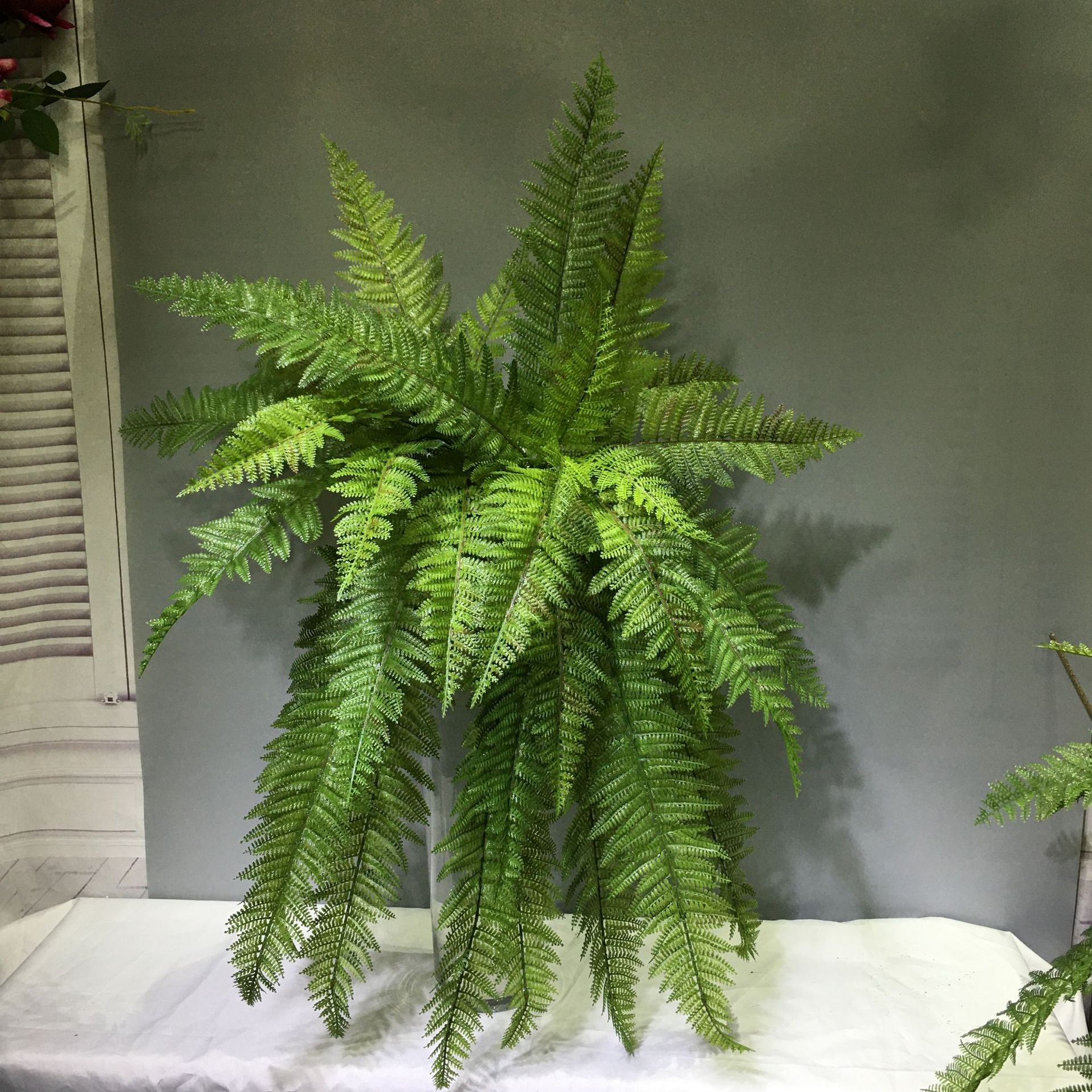 Simulated Large Persian Leaf Wall Hanging Fern Leaf Plant Wall Green Plant Landscaping Double-Layer Fine-Toothed Plastic Fern Leaf Shopping Mall Layout