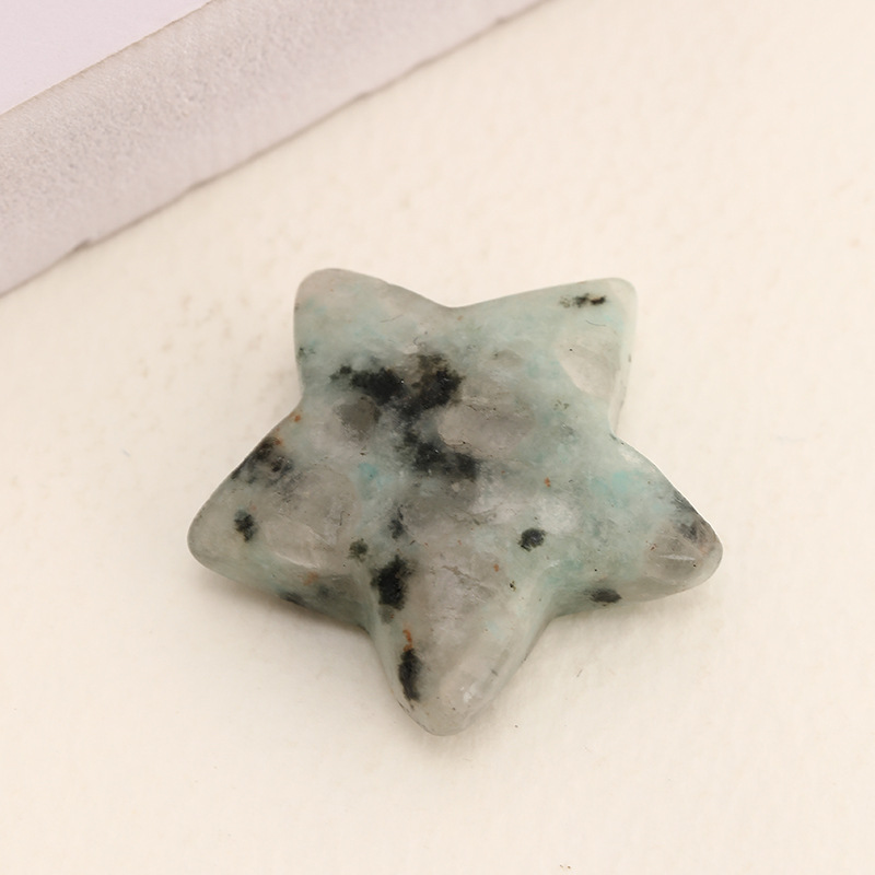 3cm Natural Raw Stone Crystal Polished Five-pointed Star Pendant Star Moon Gem Crafts Jewelry Accessories Cross-Border