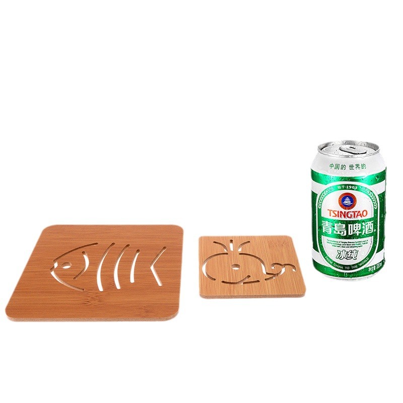 Hollow wooden coaster kitchen thickened Anti-scald insulation mat placemat non-slip pot bowl mat tea cup mat bowl mat