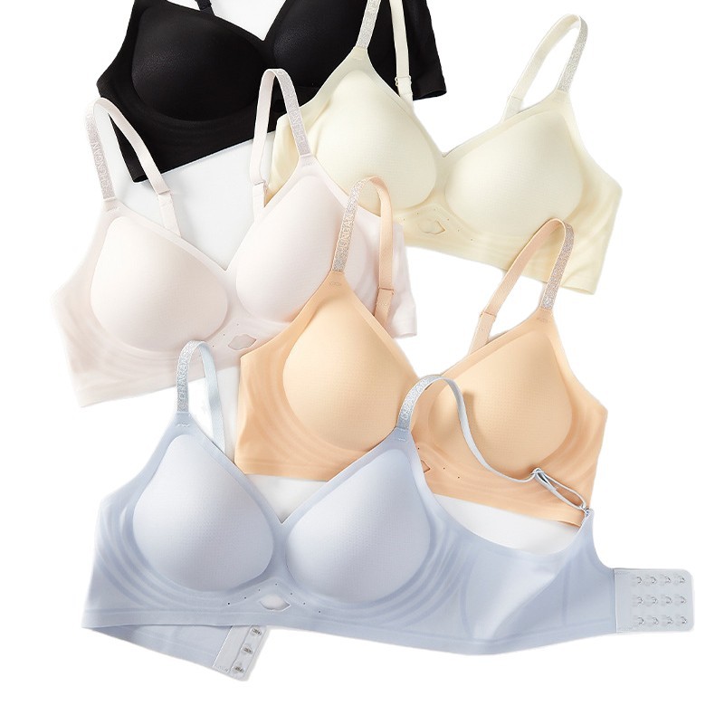 Jelly U-Shaped Cross-Back Bra for Women, Breathable, Wireless, Small Chest Push-Up, Fixed Cup, Breathable and Seamless