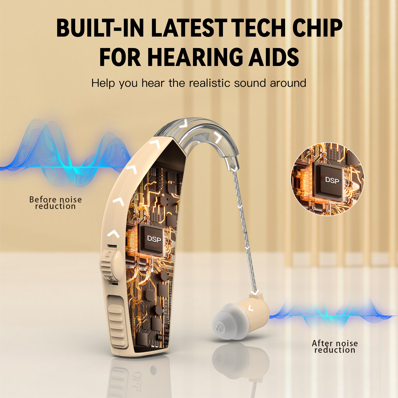Cross-Border Exclusive Behind-The-Ear Hearing Aid for the Elderly Digital Display Charging Box Integrated Sound Amplifier Wireless