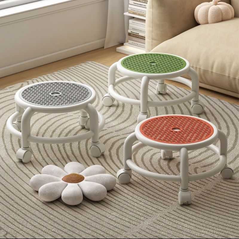 Summer cool surface pulley small low stool universal wheel home cleaning nail art foot stool with baby learning to walk stool chair wholesale