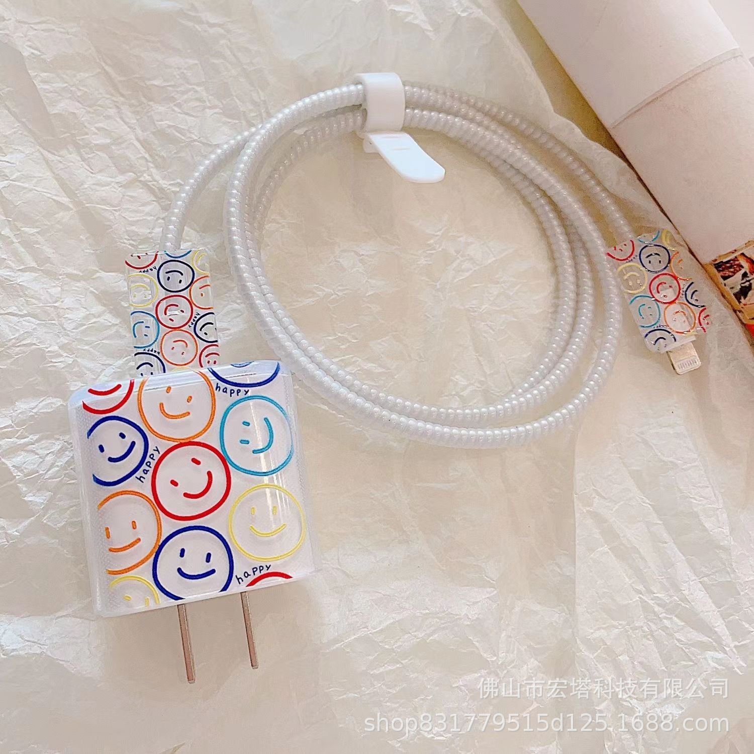 Suitable for Cartoon Apple 20W Charger Protective Case Transparent 18W Fast Charging iPhone Plug Data Cable Protective Case