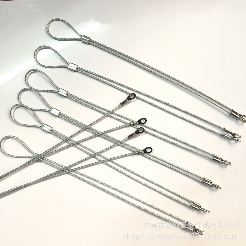 Wire Rope Terminal Processing 304 Stainless Steel Crimping Fisheye Terminal Galvanized Rubber-coated Wire Rope Lamps Hanging Rope