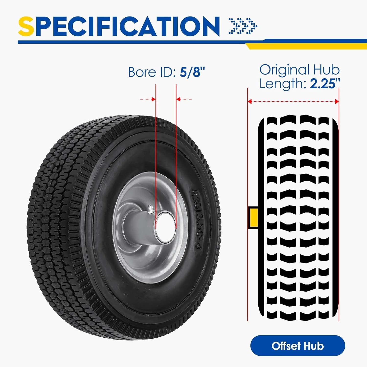 10X350-4 Small Flower Pu Wheel Lawn Mower Wheel High Elasticity and Wear-Resistant Polyurethane Solid Wheel Anti-Puncture