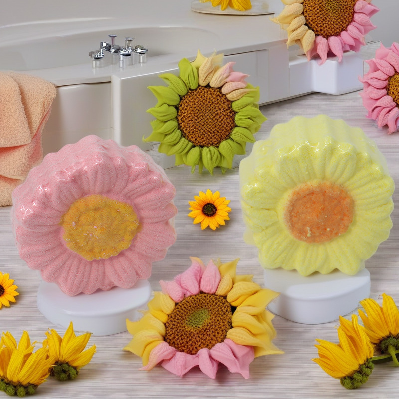 Cross-Border Amazon Sunflower Souvenir Bath Salt Ball Foreign Trade Wholesale Small Daisy Aromatherapy Essential Oil Flower Bath Ball