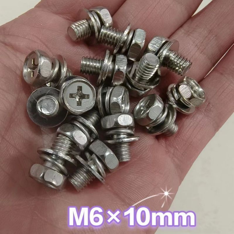 Electric Tricycle Tianneng Chaowei 52a Special Screw 58a Nickel-plated Cross External Hexagonal M6 Battery Fixing Screw