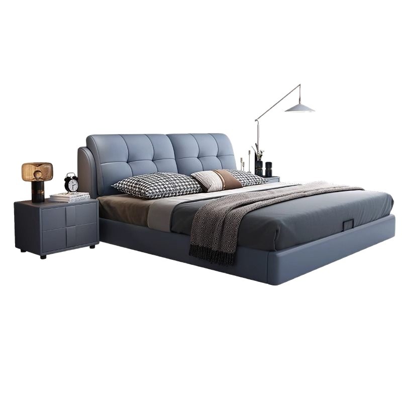 Italian-Style Light Luxury Leather Bed 1.8m Master Bedroom Large Bed with Storage 1.5m Home Wedding Bed Internet Celebrity New Product