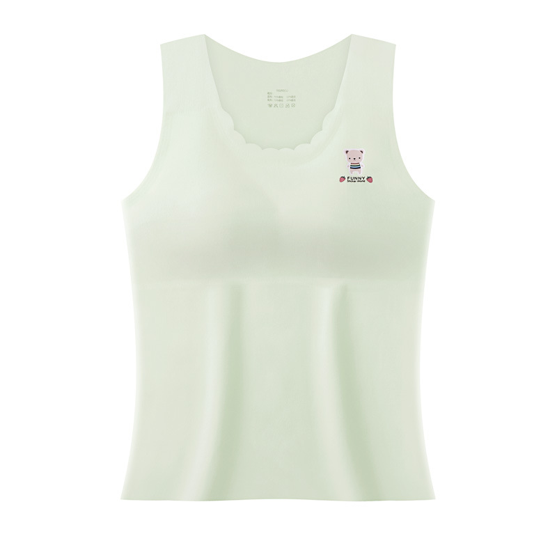 Girl's Velvet Warm Vest Female Junior High School Student Developmental Girls' Underwear Bra Girls' Belly Protecting Traceless Vest