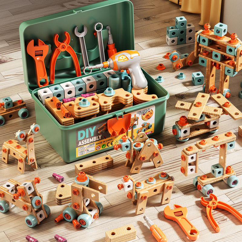 Children's diy toolbox full set of assembled screw children's toys puzzle electric drill assembly and disassembly toys