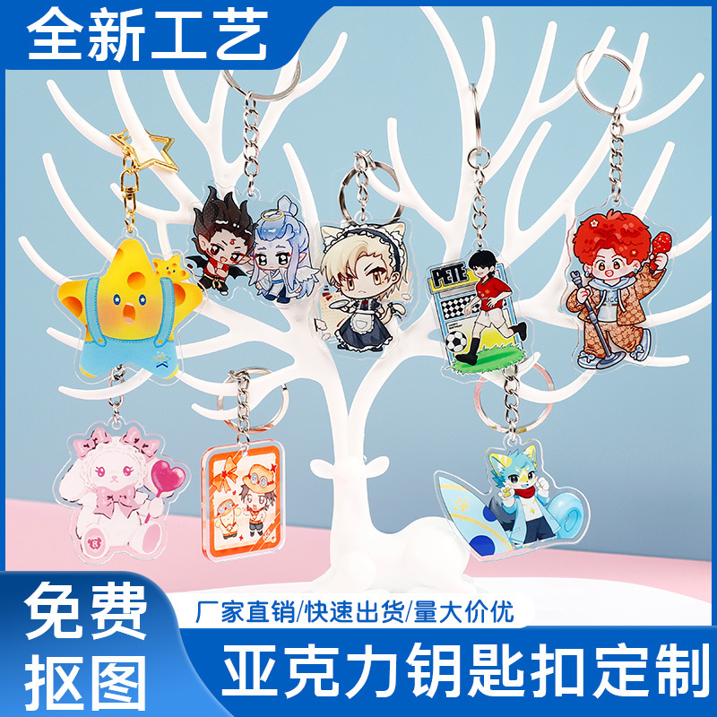 Акриловый брелок, индивидуальный фото мультяшный подвес, двусторонний