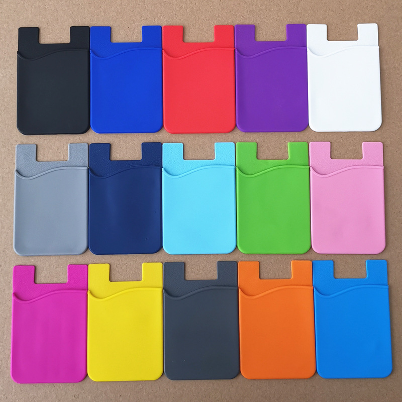 Single Layer Silicone Card Case Card Bag Bank Card Back Sticker Mobile Phone Wallet Back Adhesive Screen Printing UV Color Printing LOGO