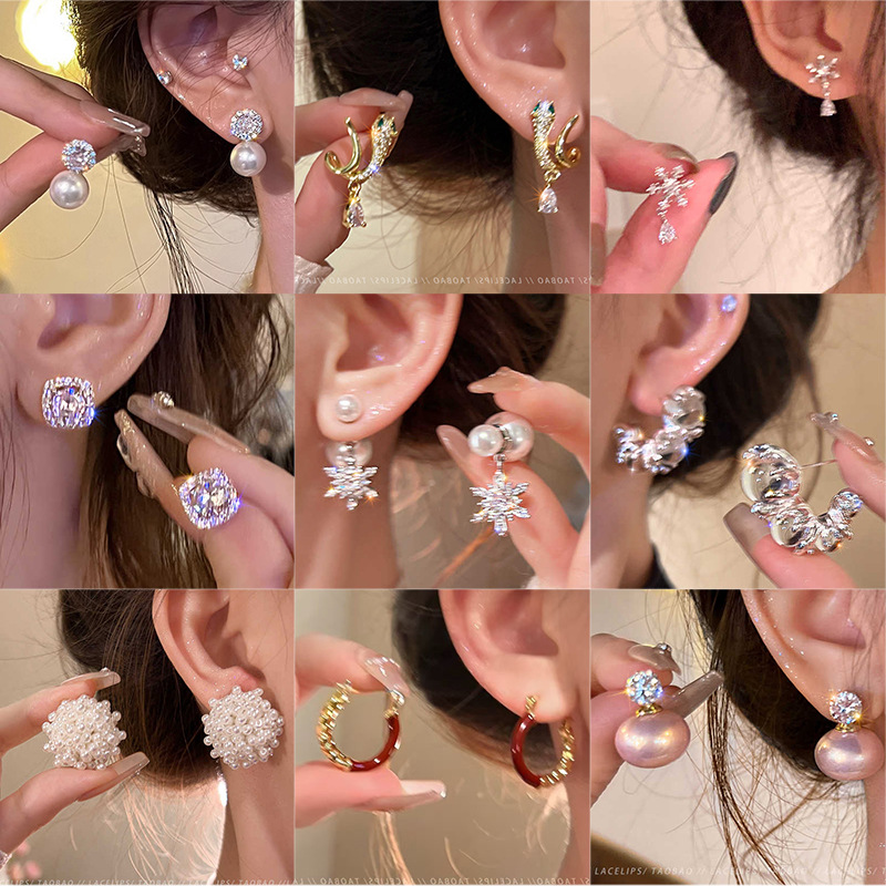 Серьги из серебра S925, изысканные супер блестящие цирконовые серьги, легкие роскошные элегантные высококачественные серьги, популярные универсальные серьги