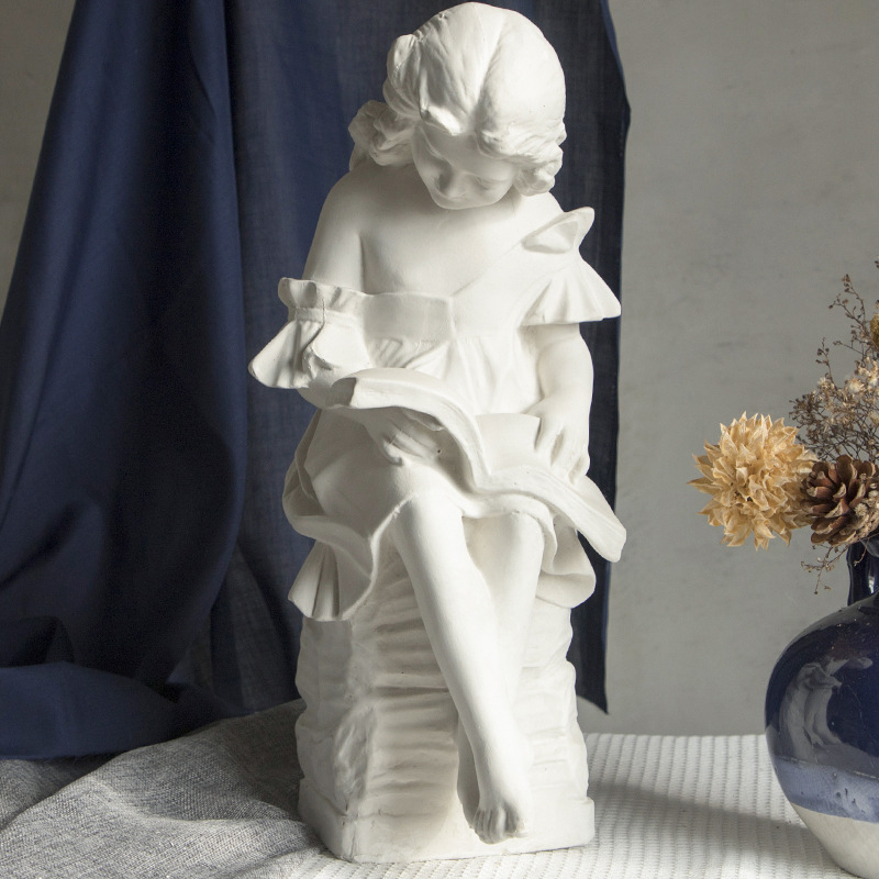 Reading girl plaster portrait art sketch teaching aids portrait chest statue sculpture decoration model statue damage repair
