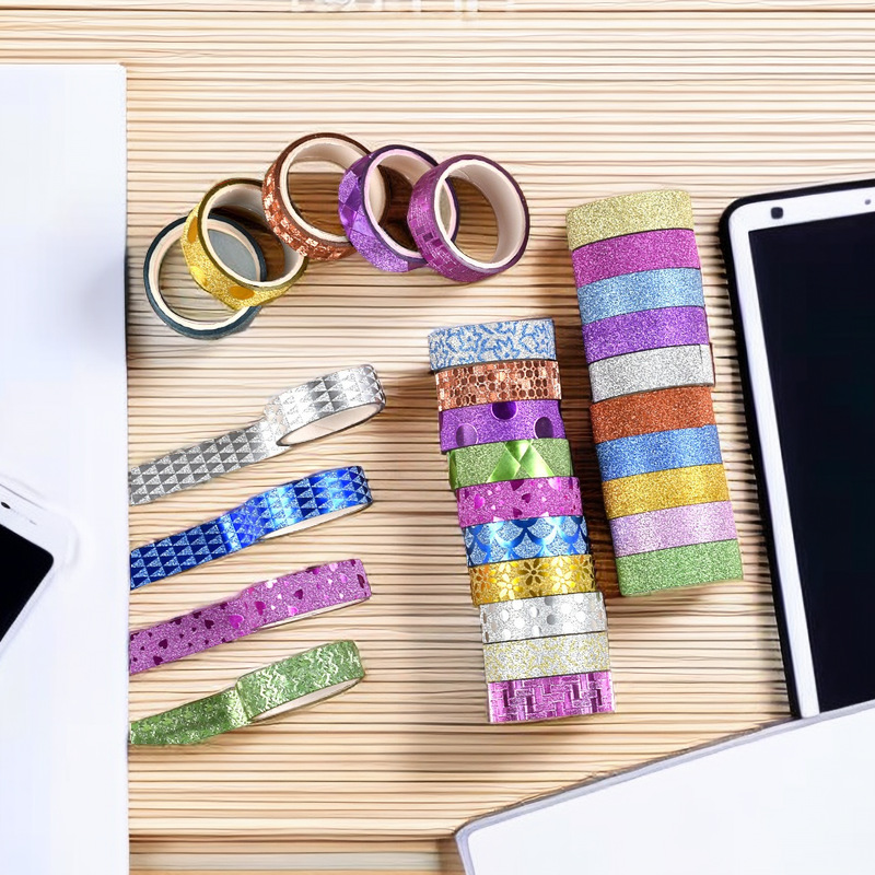 Креативная самоклеящаяся лента с блестками, креативная канцелярия, декор фотоальбома, материалы для рукоделия, бумажная лента, рвущаяся вручную