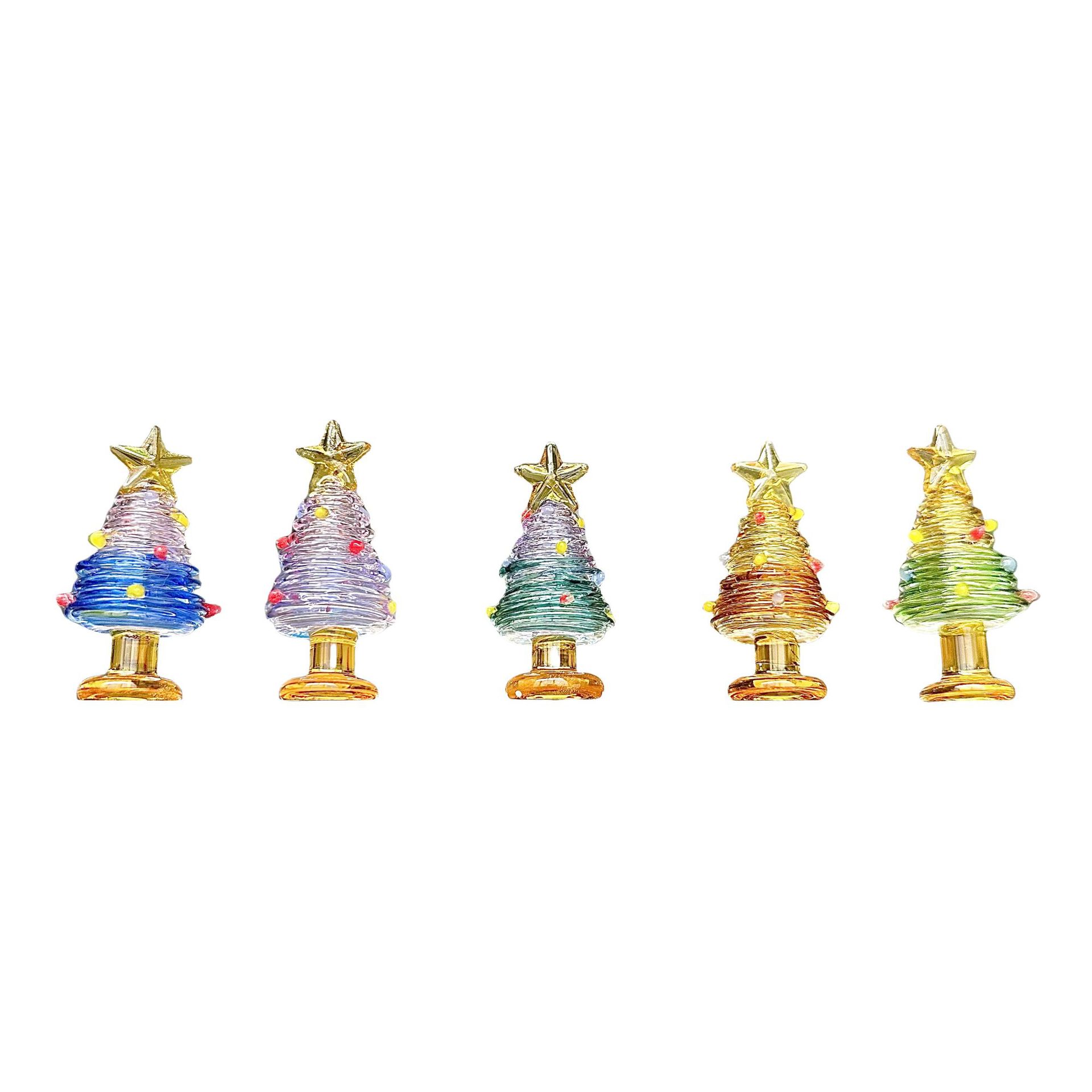 Christmas Glass Winding Silk Christmas Tree Solid Gift Zibo Glaze Crafts Ornaments Boshan Desktop Decoration Gift