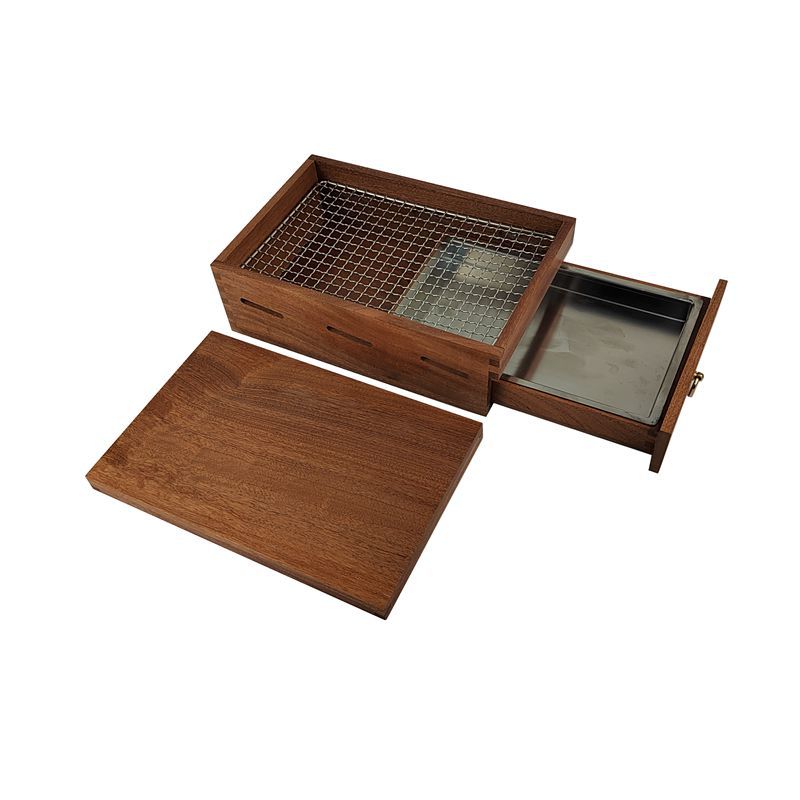 Restaurant creative wooden tableware Western-style carbon fire steak barbecue box smoked meat box Western food specialty tableware plate