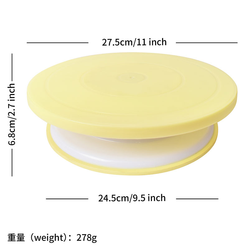 diy cake turntable pp plastic 11 inch with non-slip Nordic pink yellow green baking rotating decorating table