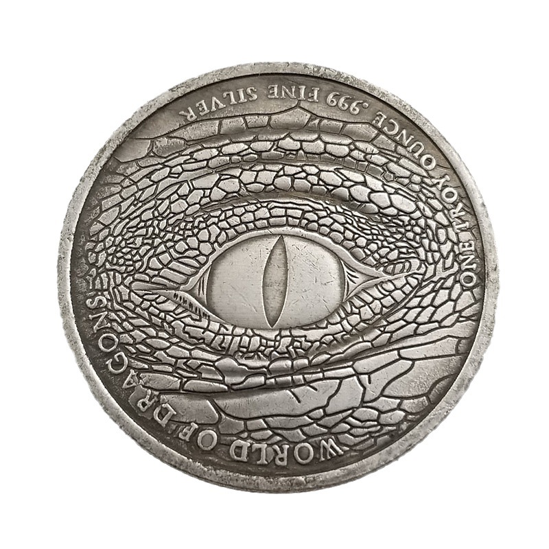 Antique Handicrafts Tramp Coin Eyes Brass Silver Plated Material H4631