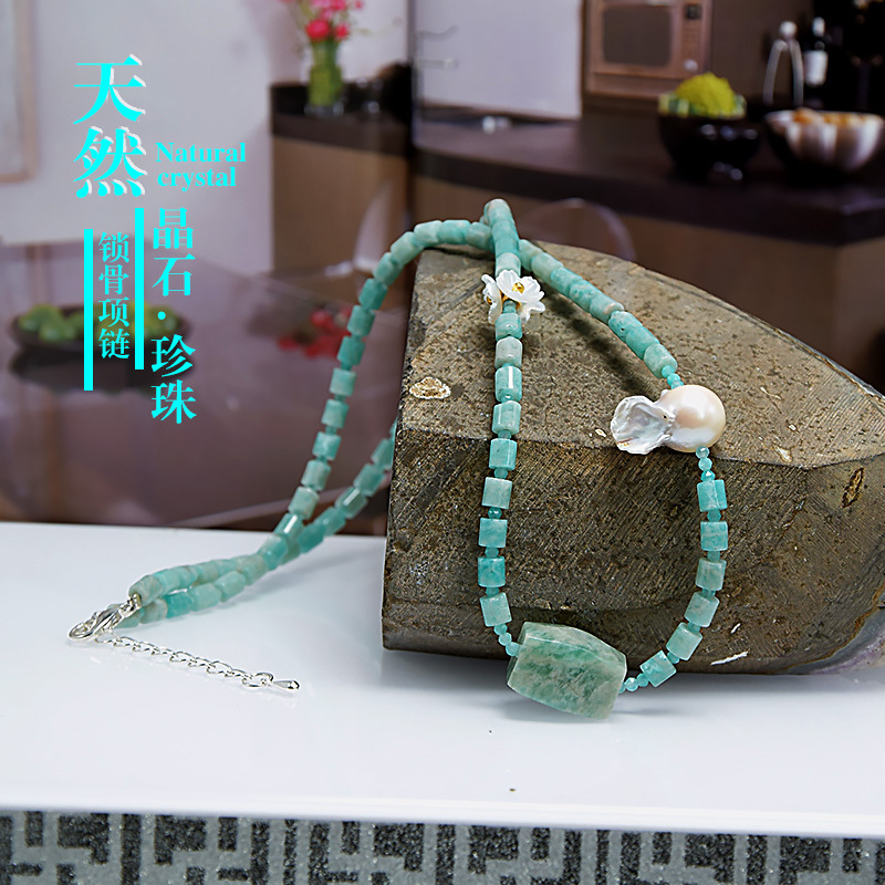 Натуральная кристаллическая жемчужная цепочка ожерелье чокер оригинальные детские бусины сладкая ультратонкая цепочка на ключице оптом аметист